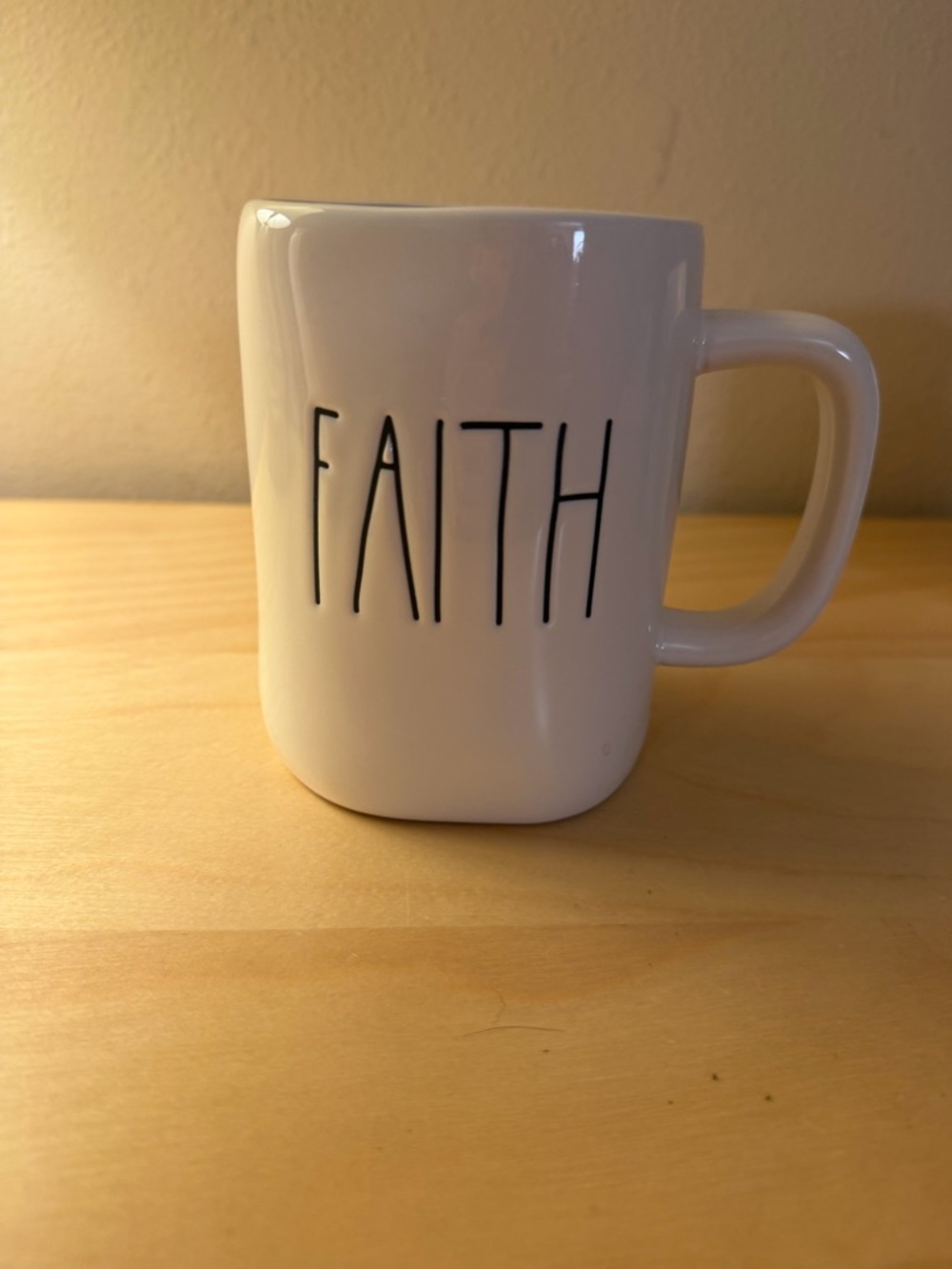 Rae Dunn White Ceramic FAITH Mug